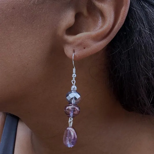 Lavender Blue Crystal and Glass Earrings