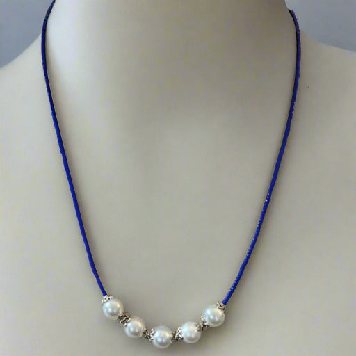 Necklace - Blue White Choker Necklace