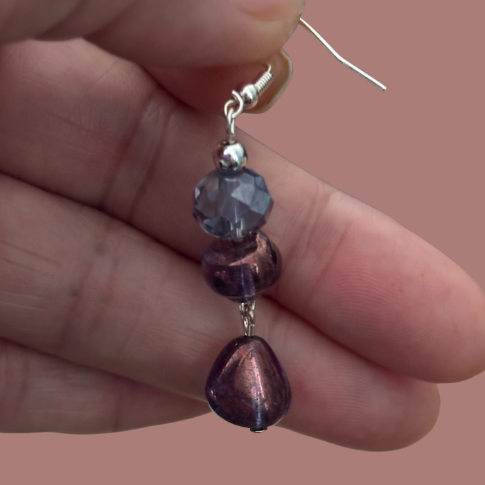 Lavender Blue Crystal and Glass Earrings1