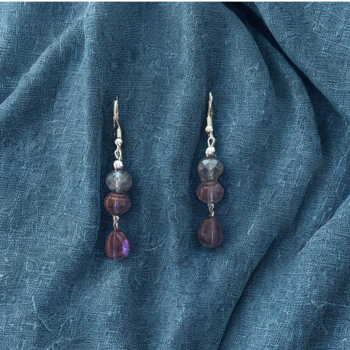 Lavender Blue Crystal and Glass Earrings