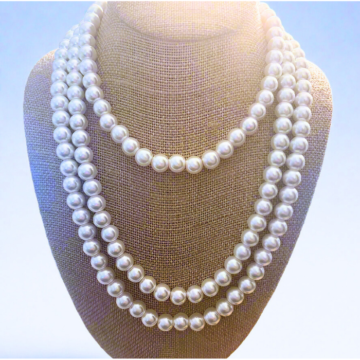 Classic 3 Strand White Pearl Necklace