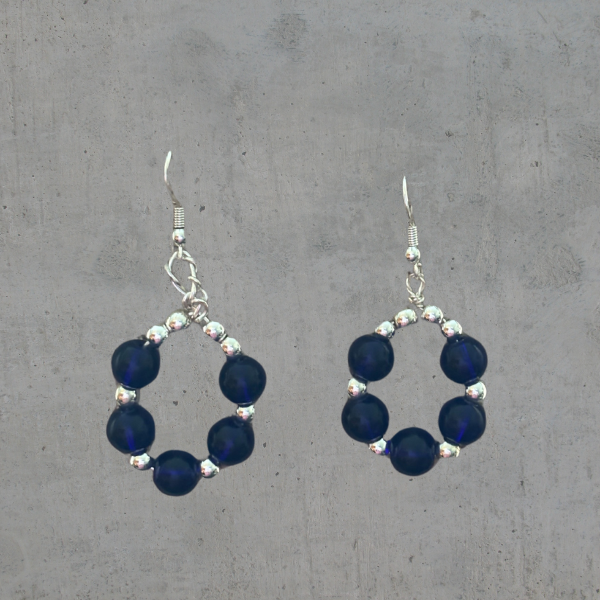 Dainty Silver and Blue Earrings, Peace N Beads