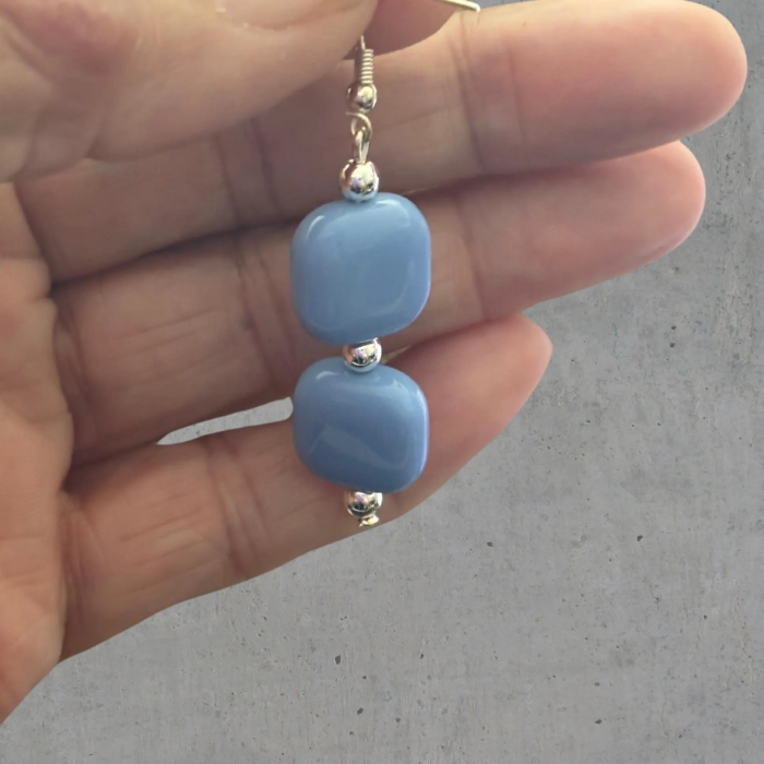Light Blue and White Drop Earrings