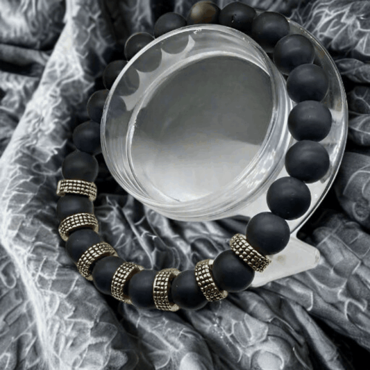 Luxurious Black and Gold Gemstone Bracelet