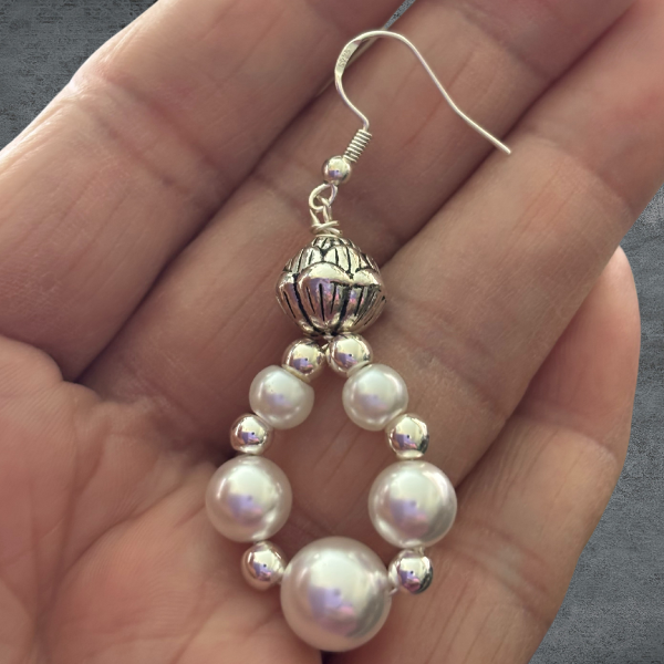 Small White Pearl Drop Earrings