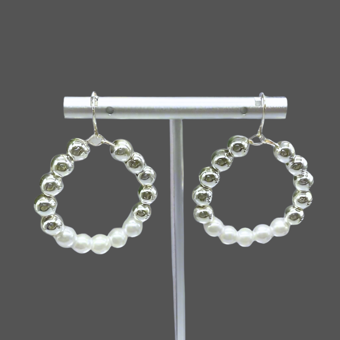 Small White Pearl Hoop Earrings, Peace N Beads