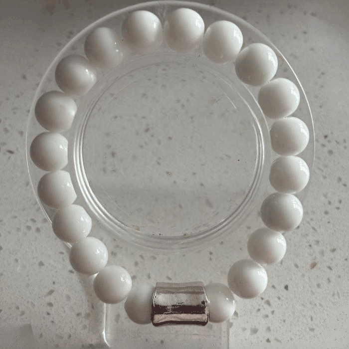 Solid White Jade Gemstone Bracelet, Peace N Beads
