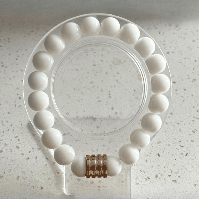 Solid White Jade Gemstone Bracelet, Peace N Beads