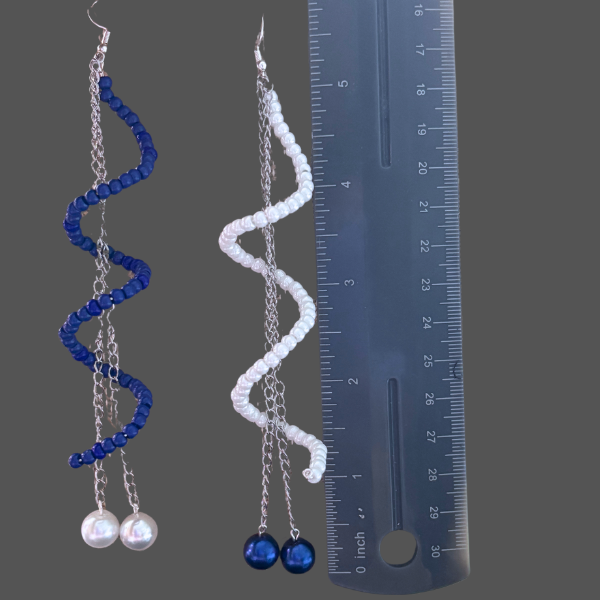 Twisted Blue or White Drop Earrings, Peace N Beads