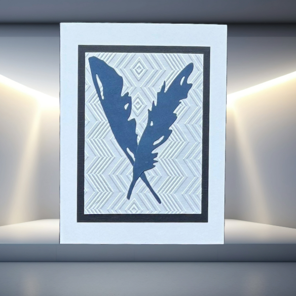 A Flutter of Fun Whimsical Bird of a Feather Note Cards by Peace N Beads Design with blue feather design