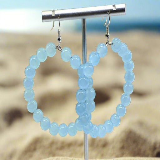 Amicae Blue Beads Hoop Earrings-Peace N Beads Design