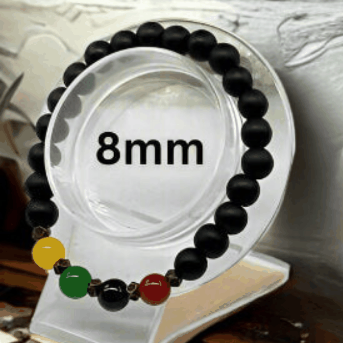 Black Juneteenth Gemstone Bracelet by Peace N Beads featuring 8mm black and colored beads