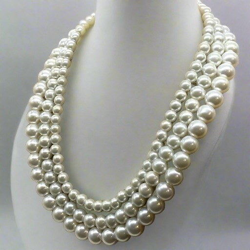 Classic 3 Strand Pearl Necklace-Peace N Beads Design