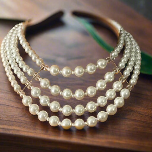 Crystal Pearl Choker Necklace-Peace N Beads Design