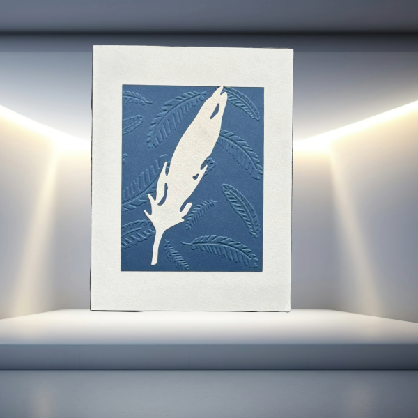 The Language of Leaves Earths Delicate Art Note Cards by Peace N Beads Design with embossed leaf design on blue background