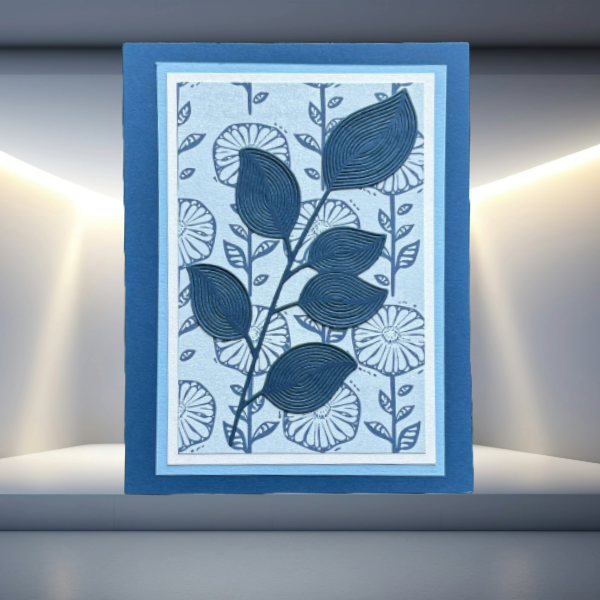 Peace N Beads Design note cards featuring Foliage Fantasia Nature-Inspired Creations with blue leaf and floral design