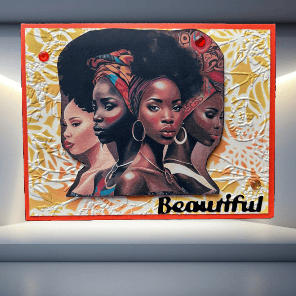 Peace N Beads Design Funky Florals Vintage Note Cards featuring artistic portraits of four women on textured floral background