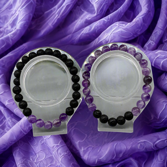Elegant Crown Chakra Bracelets made with iridescent beads for spiritual balance and style