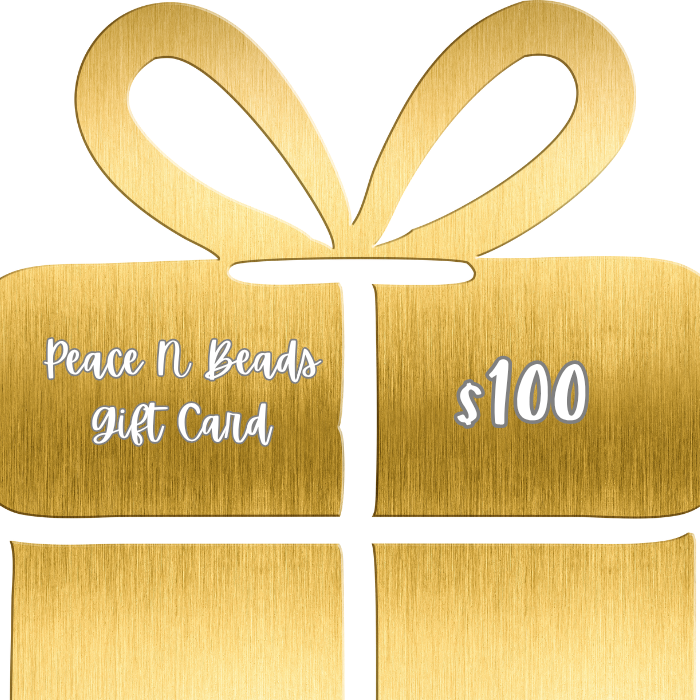 Peace N Beads eGift Cards are designed as a golden gift card with a 100 dollar value