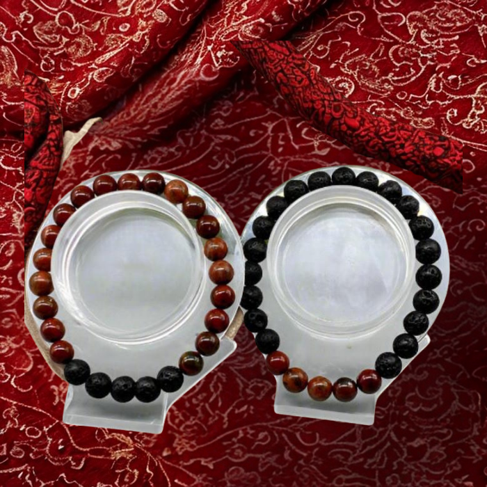 Energy Balancing Bracelets Root Chakra made with black and red stones for grounding and stability