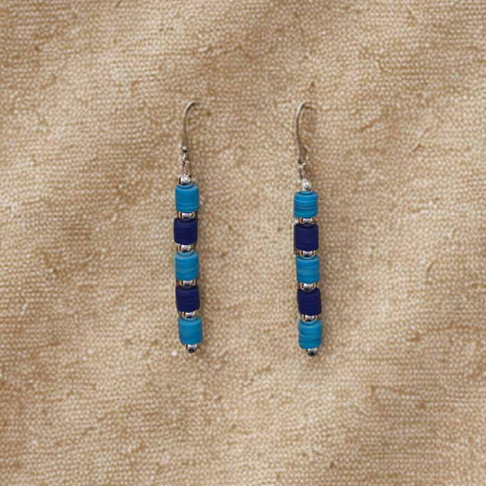 Sky and Royal Blue Jewelry Set featuring elegant earrings with vibrant beading design