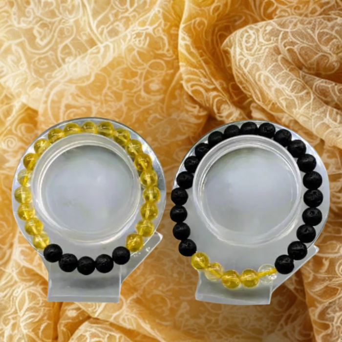 Elegant silver solar plexus chakra bracelets with shiny beads for balance and energy