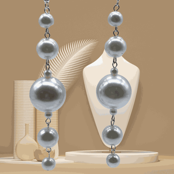 Peace N Beads Unique White Glass Pearl Dangle Earrings with multiple pearl beads on chain
