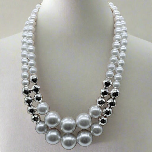 Pearl Silver Gemstone Necklace-Peace N Beads Design