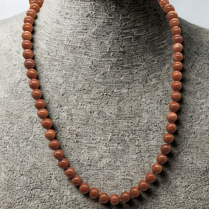 Peace N Beads Vibrant Red Jasper Energy Necklace with round polished red jasper beads