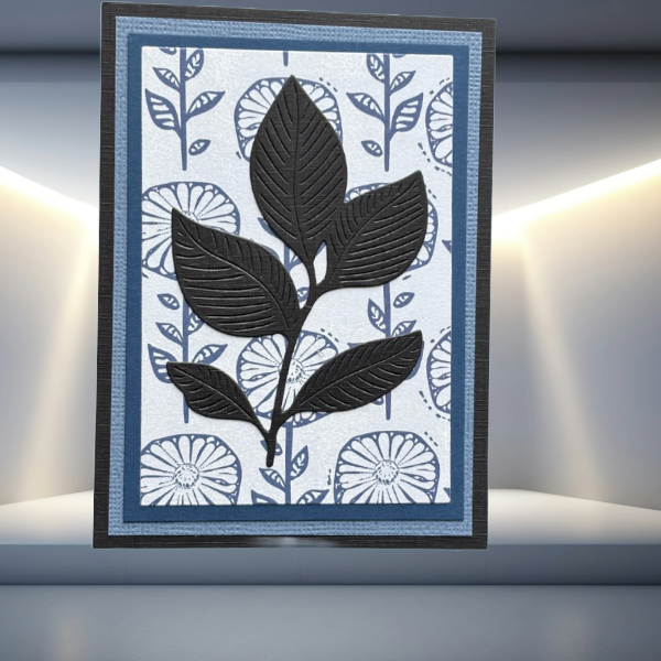 Whispers of the Wild Nature's Leaf Collection Note Cards with embossed black leaf on floral background