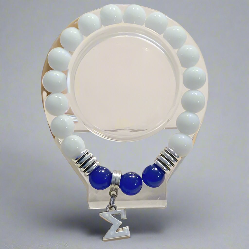White and Blue Jade Bracelet-Peace N Beads