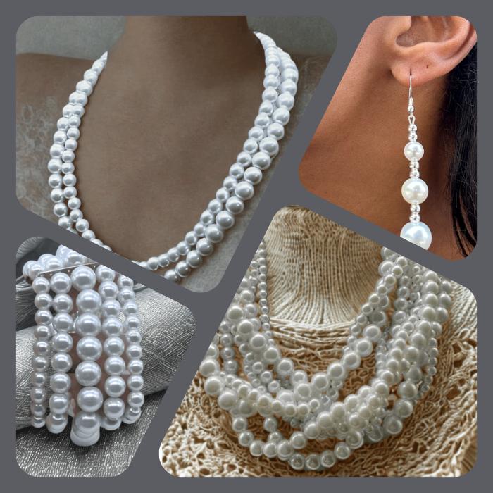 Classic White Pearl Jewelry Collection, peace n beads