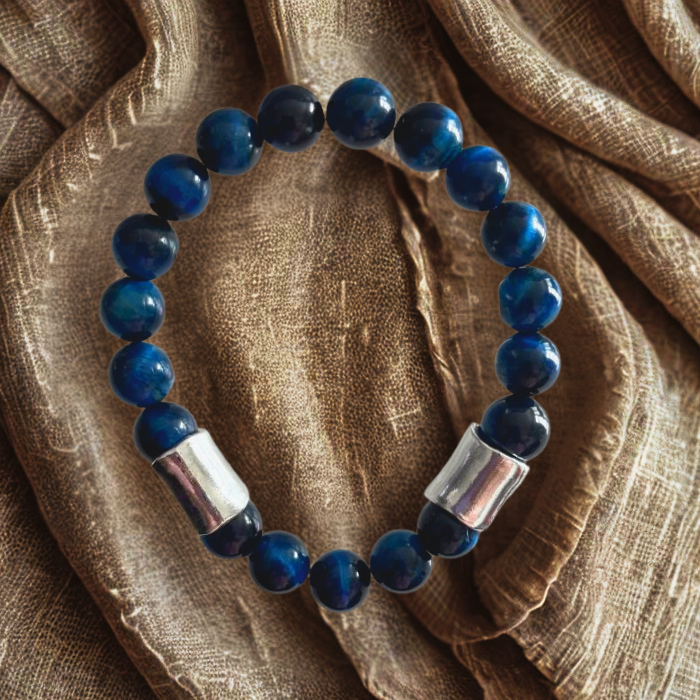 Pulseras de piedras preciosas de jade y ojo de tigre azul