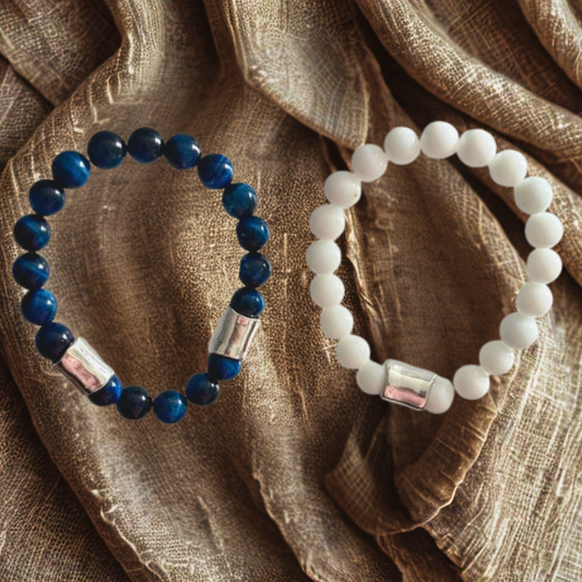 Pulseras de piedras preciosas de jade y ojo de tigre azul