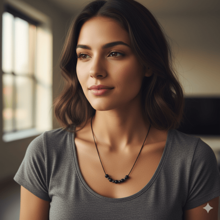 Black Onyx and Hematite Gemstones Necklace