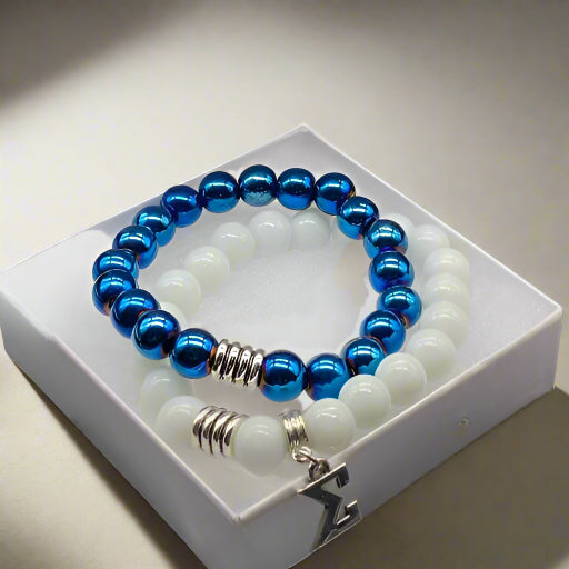 Phi Beta Sigma Blue Hematite Jade Bracelets