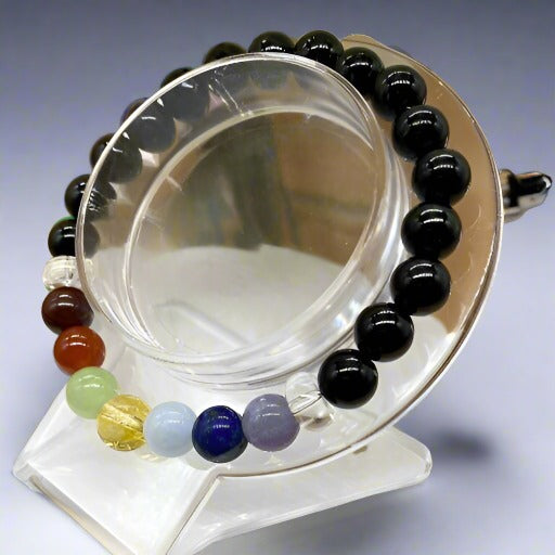 Bracelets - 7 Bead Black Onyx Chakra Bracelet