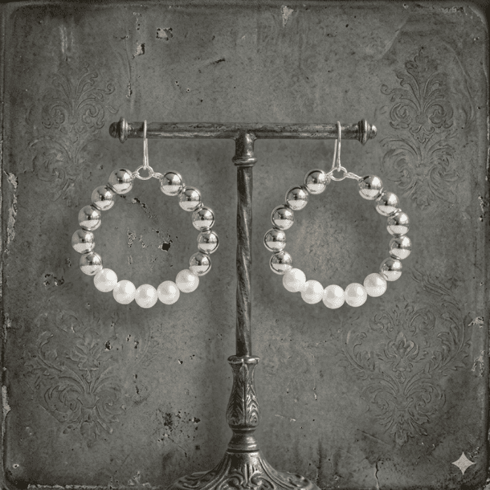 Dainty White and Silver Hoop Earrings