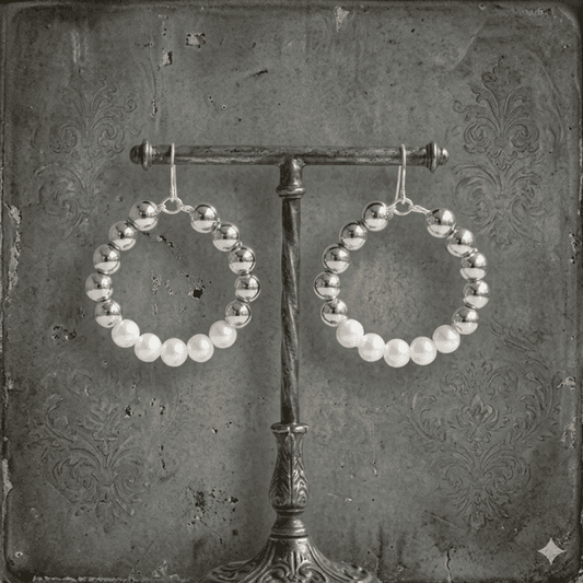 Dainty White and Silver Hoop Earrings