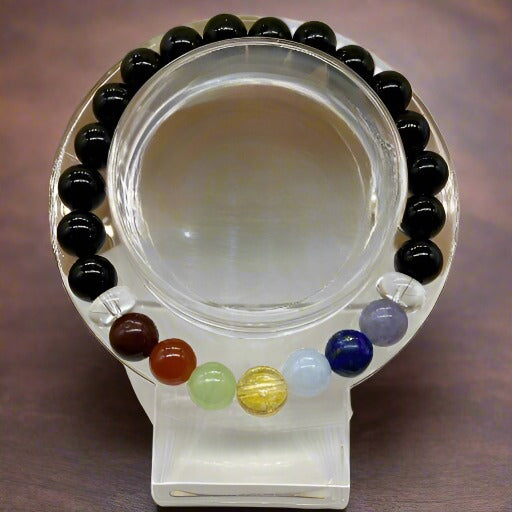 Bracelets - 7 Bead Black Onyx Chakra Bracelet