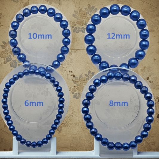 Elegant Single Strand Royal Blue Glass Pearl Stretch Bracelet