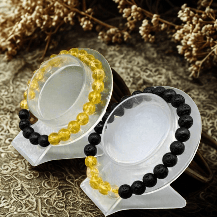 Solar Plexus Chakra Bracelets, Citrine, Lava Rock
