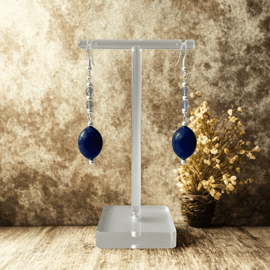 Blue Glass Crystal Drop Earrings