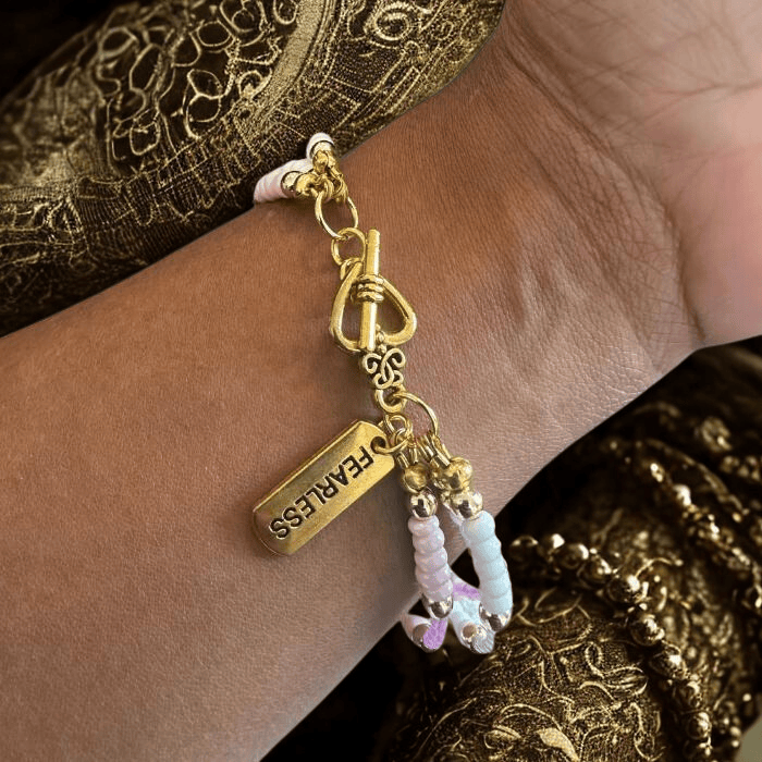 Pink Fearless Wrap Bracelet, Peace N Beads