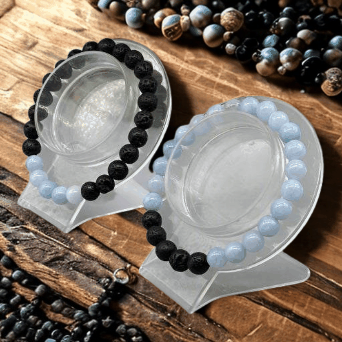 Genuine Aquamarine Throat Chakra Gemstone Bracelets, Peace N Beads