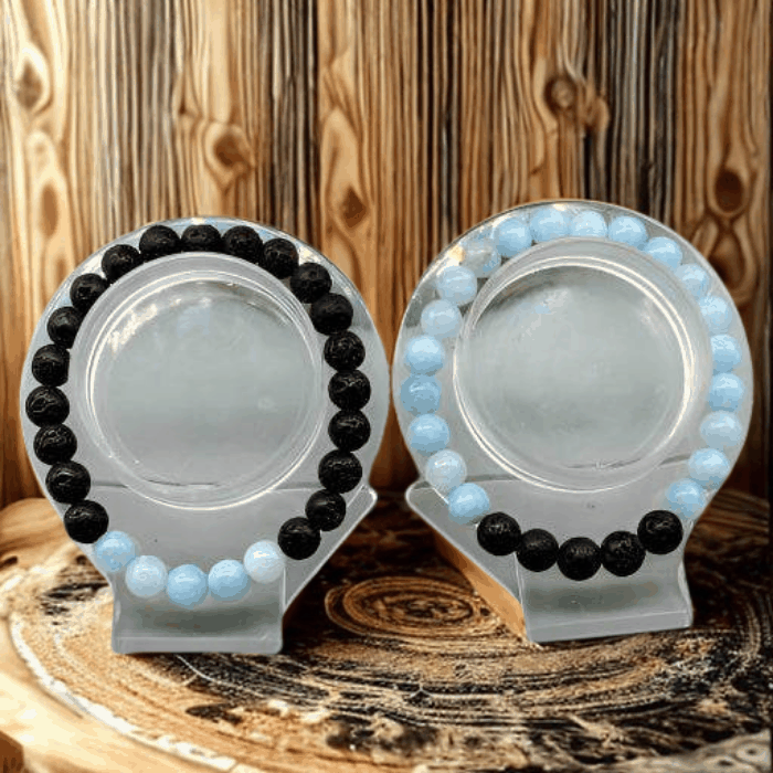 Genuine Aquamarine Throat Chakra Gemstone Bracelets, Peace N Beads