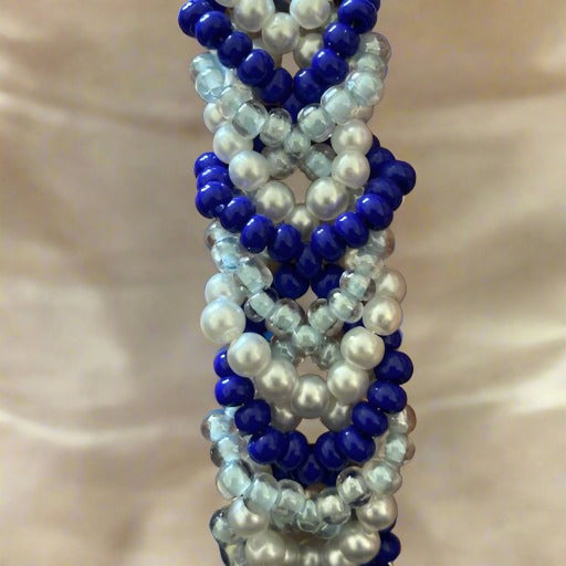 3 Layer 2 Blue White Bead Bracelet-Peace N Beads Design