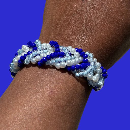 3 Layer 2 Blue White Bead Bracelet-Peace N Beads Design