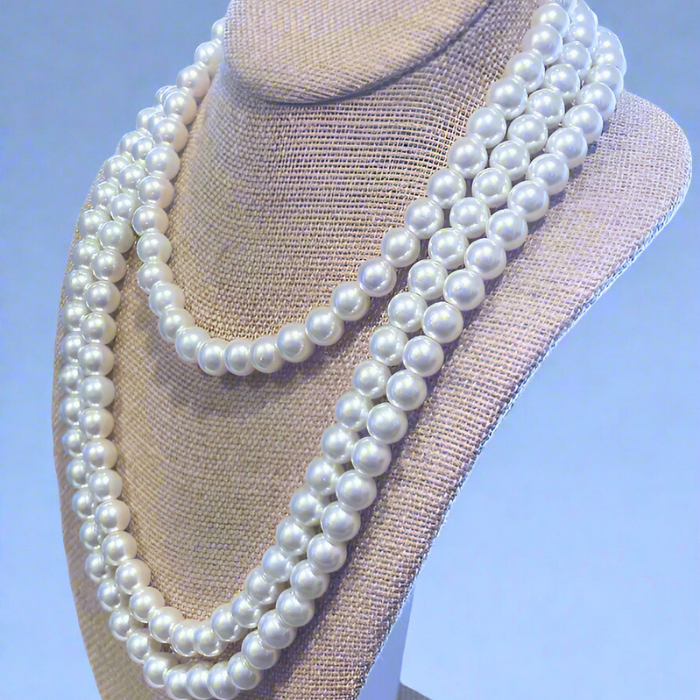 Classic 3 Strand White Pearl Necklace