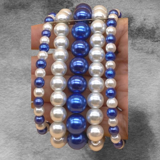 5 Strand Blue White Pearl Bracelet-Peace N Beads Design